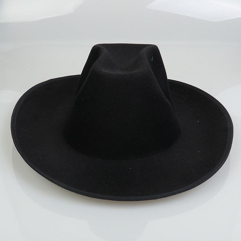 Western Cowboy Hat European And American Woolen Hat Big Brim - iztia