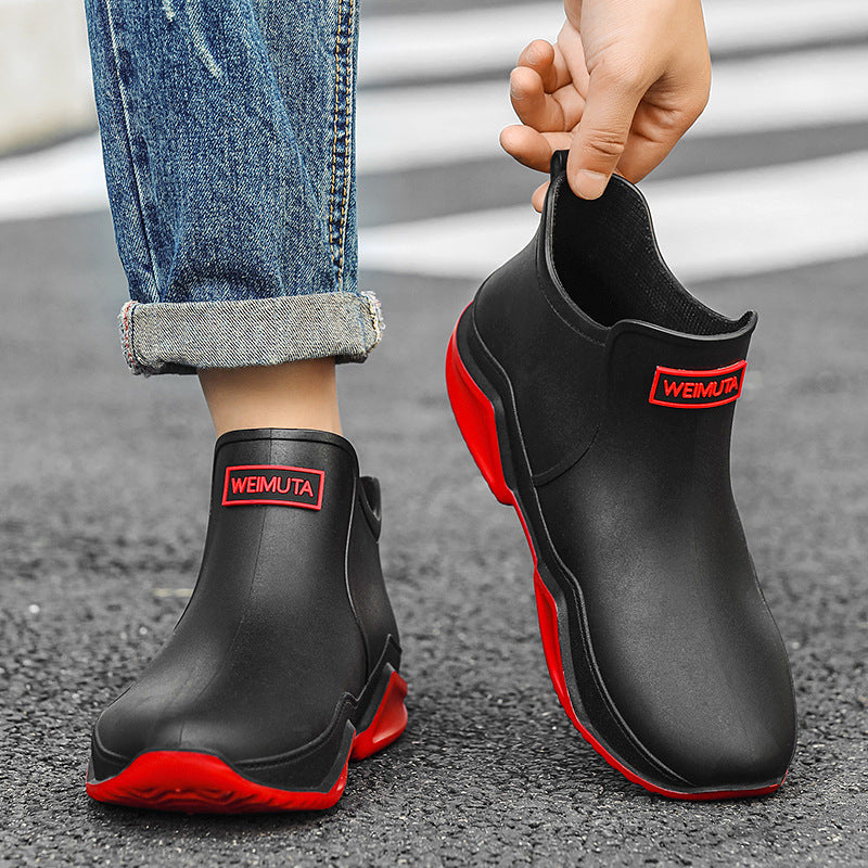 New Men's Rain Boots Short Tube Outdoor Waterproof Shoes - iztia