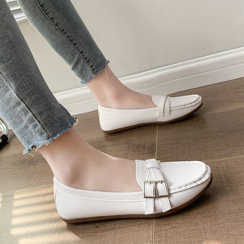 Spring And Autumn New Single Layer Shoes Women's Fashion Belt Buckle Mom Shoes - iztia