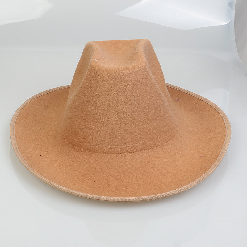 Western Cowboy Hat European And American Woolen Hat Big Brim - iztia