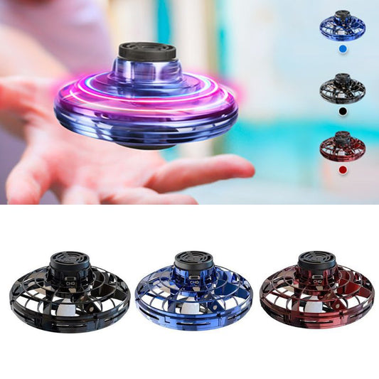 Mini Fingertip Gyro Interactive Decompression Toy Drone LED UFO Type Flying Helicopter Spinner Toy Kids - iztia