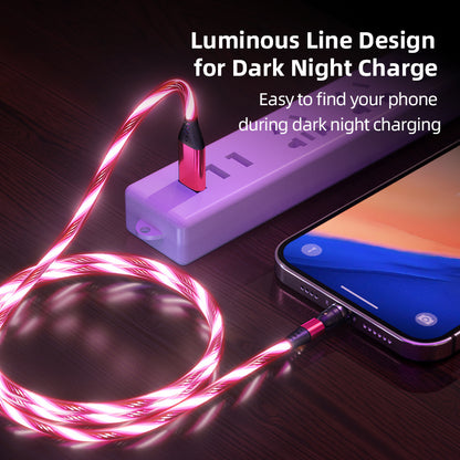 540 Rotate Luminous Magnetic Cable 3A Fast Charging Mobile Phone Charge Cable For LED Micro USB Type C For I Phone Cable - iztia