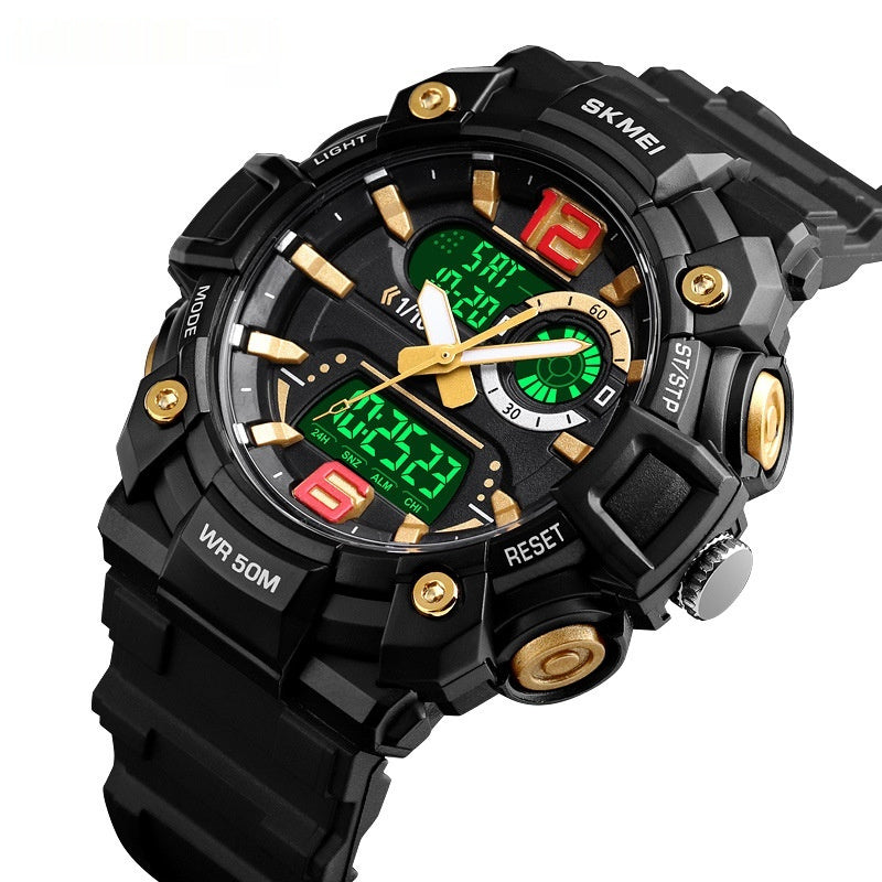 Black Gold Multi-functional Waterproof Men's Electronic Watch - iztia