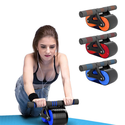 Double Wheel Abdominal Exerciser Women Men Automatic Rebound Ab Wheel Roller Waist Trainer Gym Sports Home Exercise Devices - iztia