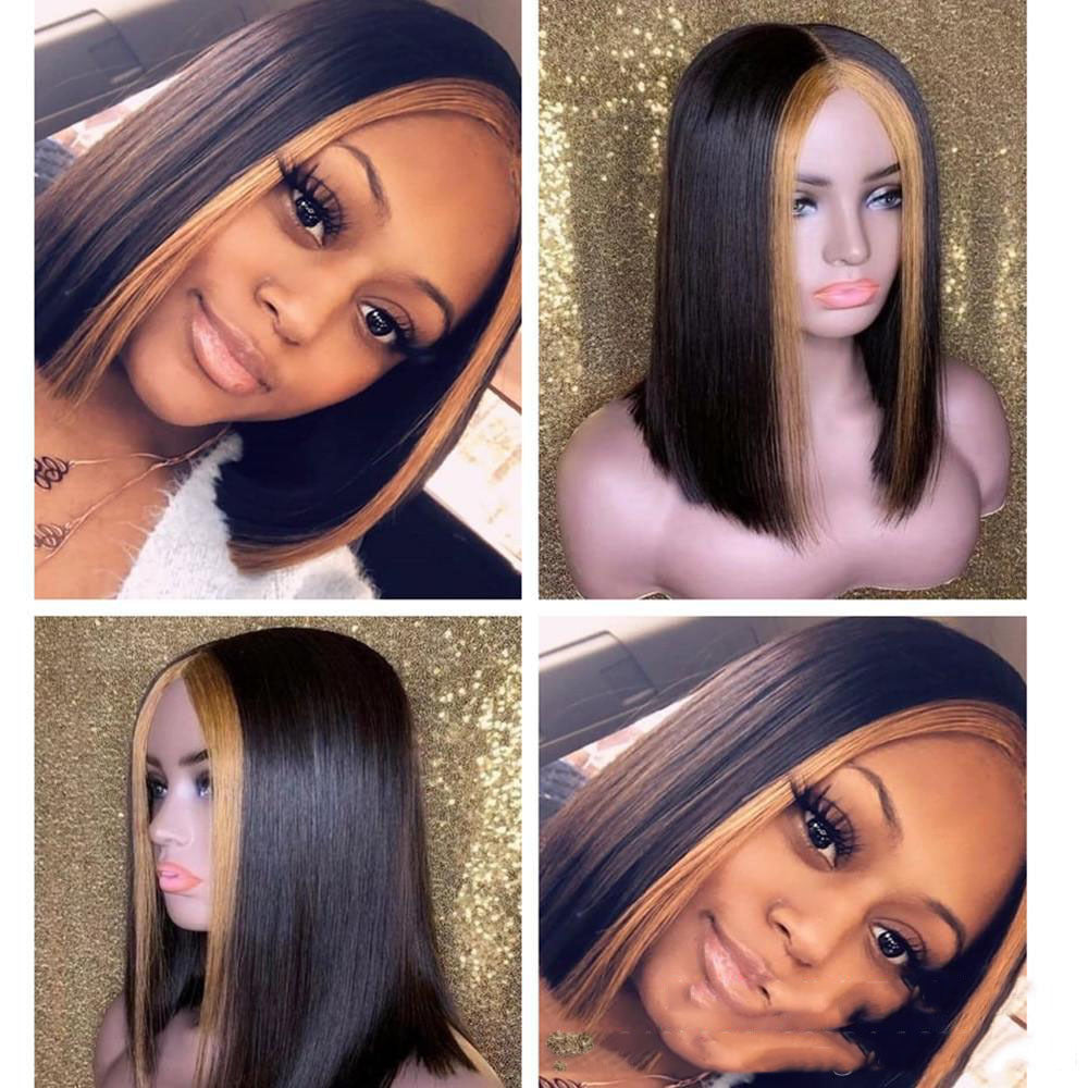 Highlight Ombre  Transparent Lace Wig Human Hair - iztia