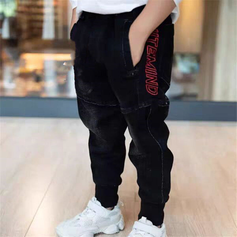 Kids Black Jeans Single Pants Spring And Autumn Boys Pants - iztia