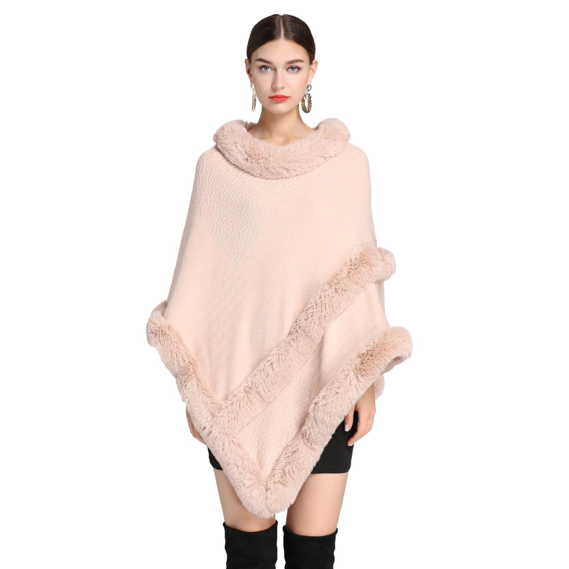 Imitation Rex Rabbit Fur Collar Cape And Shawl - iztia