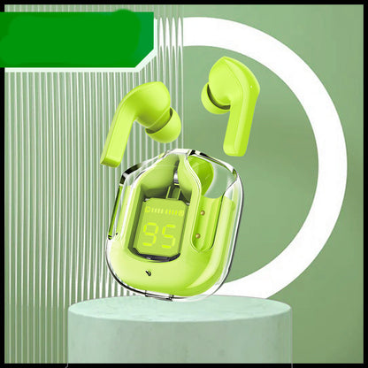 New Mini Transparent Wireless Bluetooth Headset Digital Display ENC Noise Reduction True Wireless Sports Music - iztia