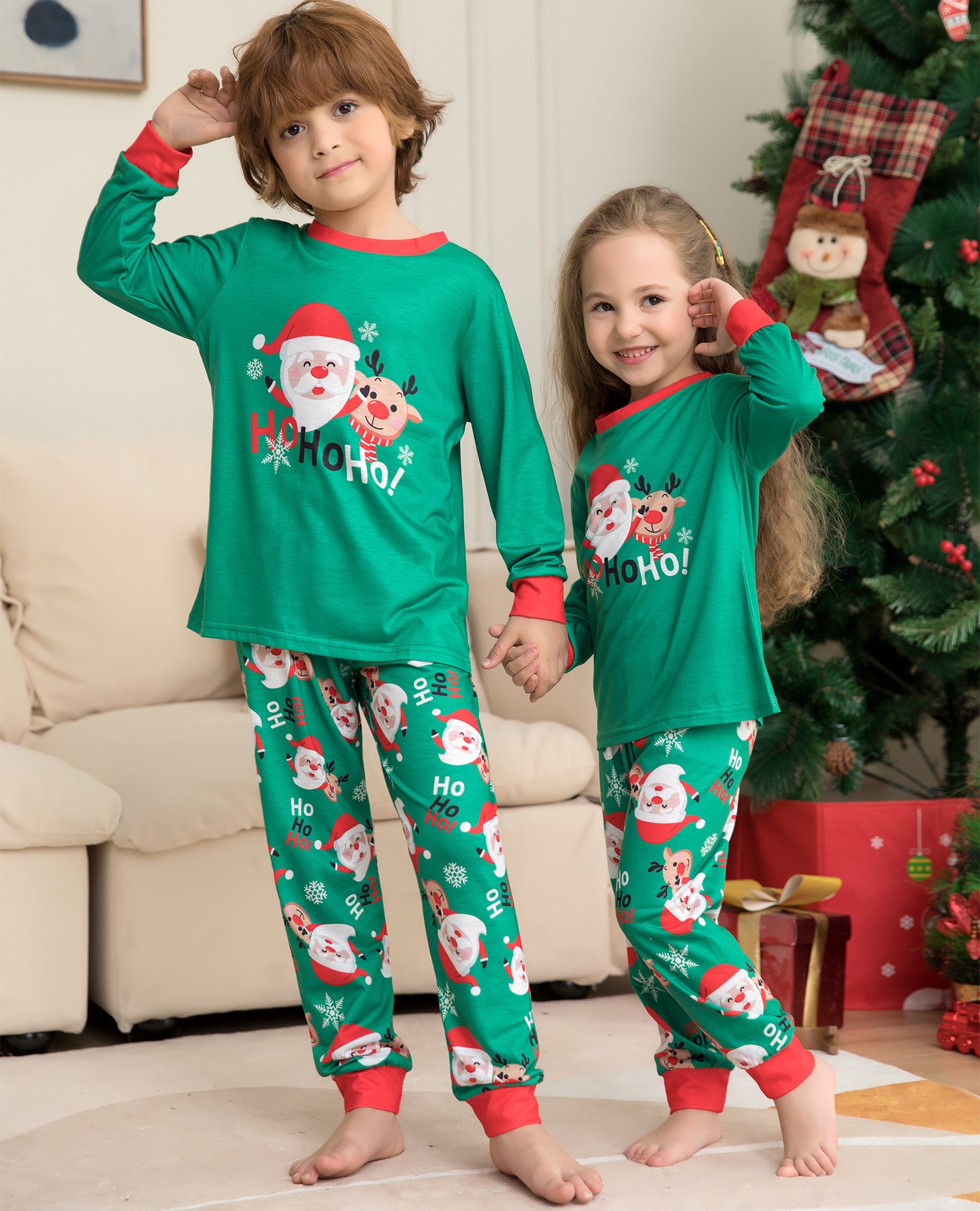 Christmas Pajamas For Family Matching Family Christmas PJs Sets Santa Claus Printed Top Sleepwear - iztia