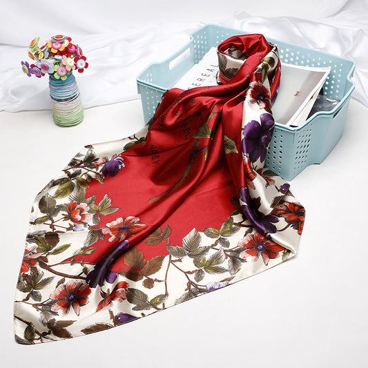 High-end Versatile Retro Printed Artificial Silk Scarf For Women - iztia