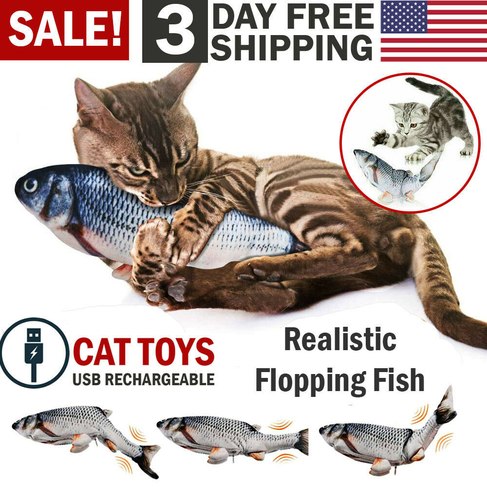 Electric Fish Cat Toy Realistic Interactive Kicker Jumping Dancing Kitten Toys - iztia