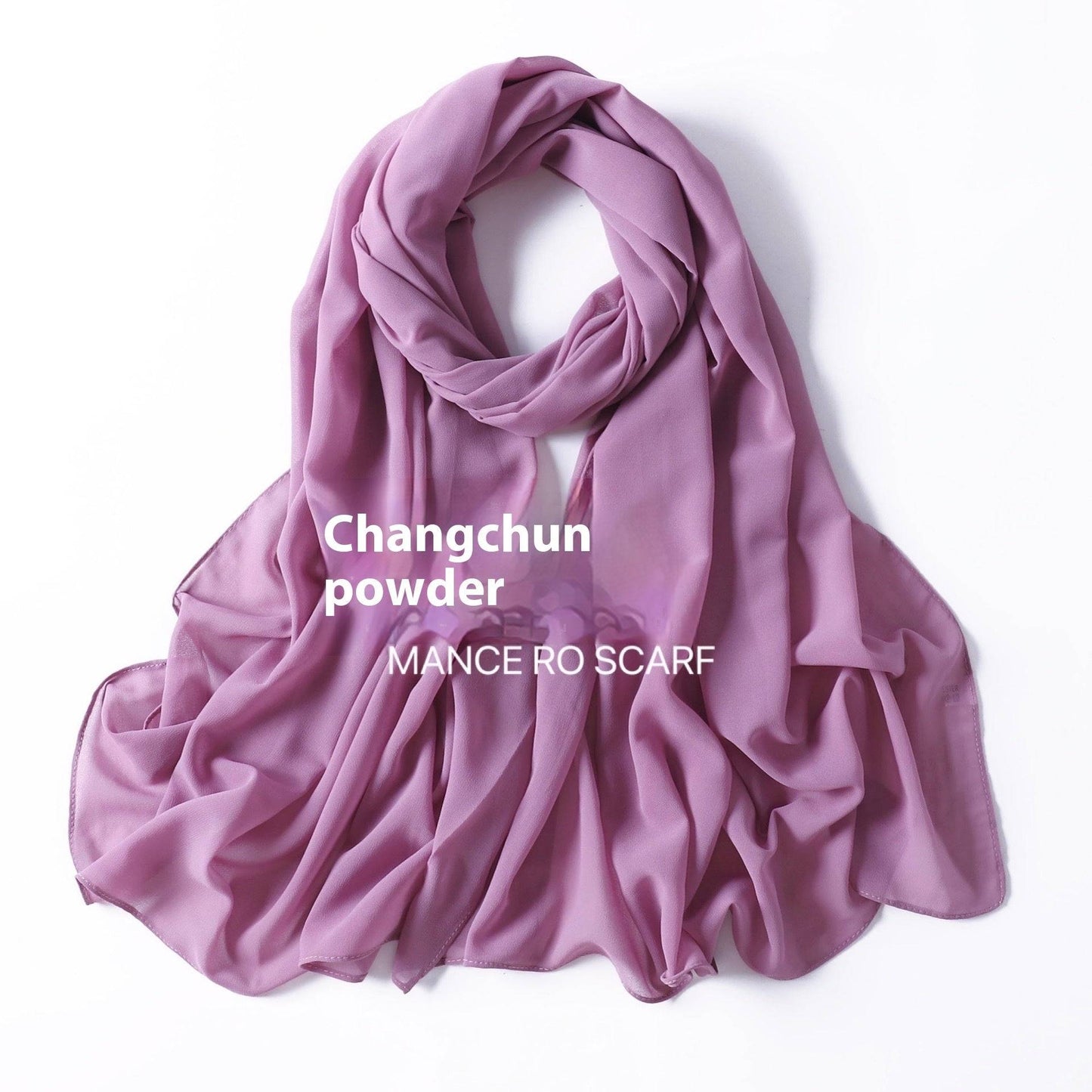 Pure Color Pearl Chiffon Scarf Headcloth Veil Chiffon Scarf - iztia