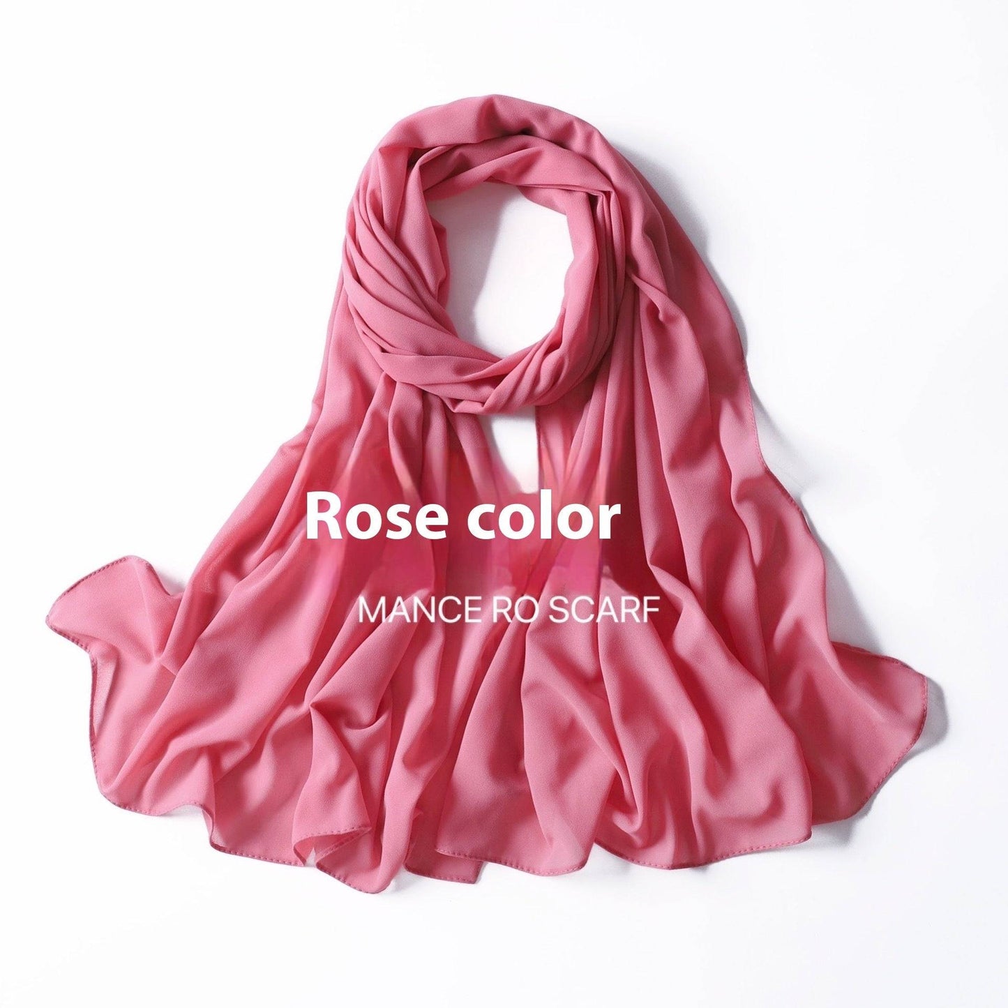 Pure Color Pearl Chiffon Scarf Headcloth Veil Chiffon Scarf - iztia