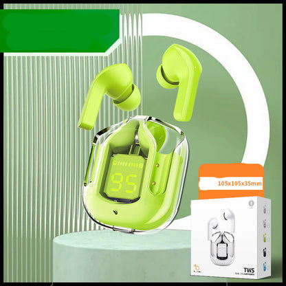 New Mini Transparent Wireless Bluetooth Headset Digital Display ENC Noise Reduction True Wireless Sports Music - iztia