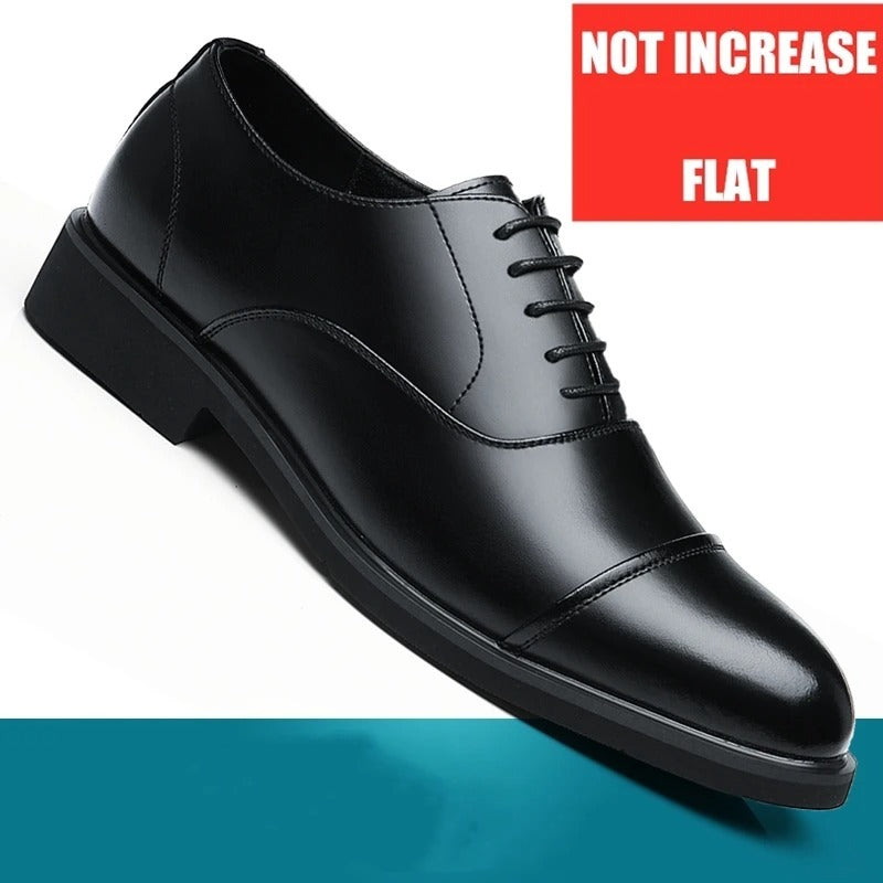 Leather Shoes Men's Height Increasing Insole Pointed Toe Wedding Shoes - iztia