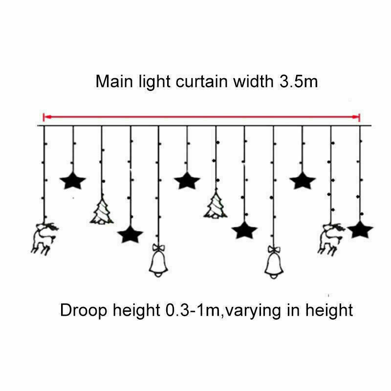 LED Fairy String Window Curtain Lights Star Christmas Xmas Party Home Indoor - iztia