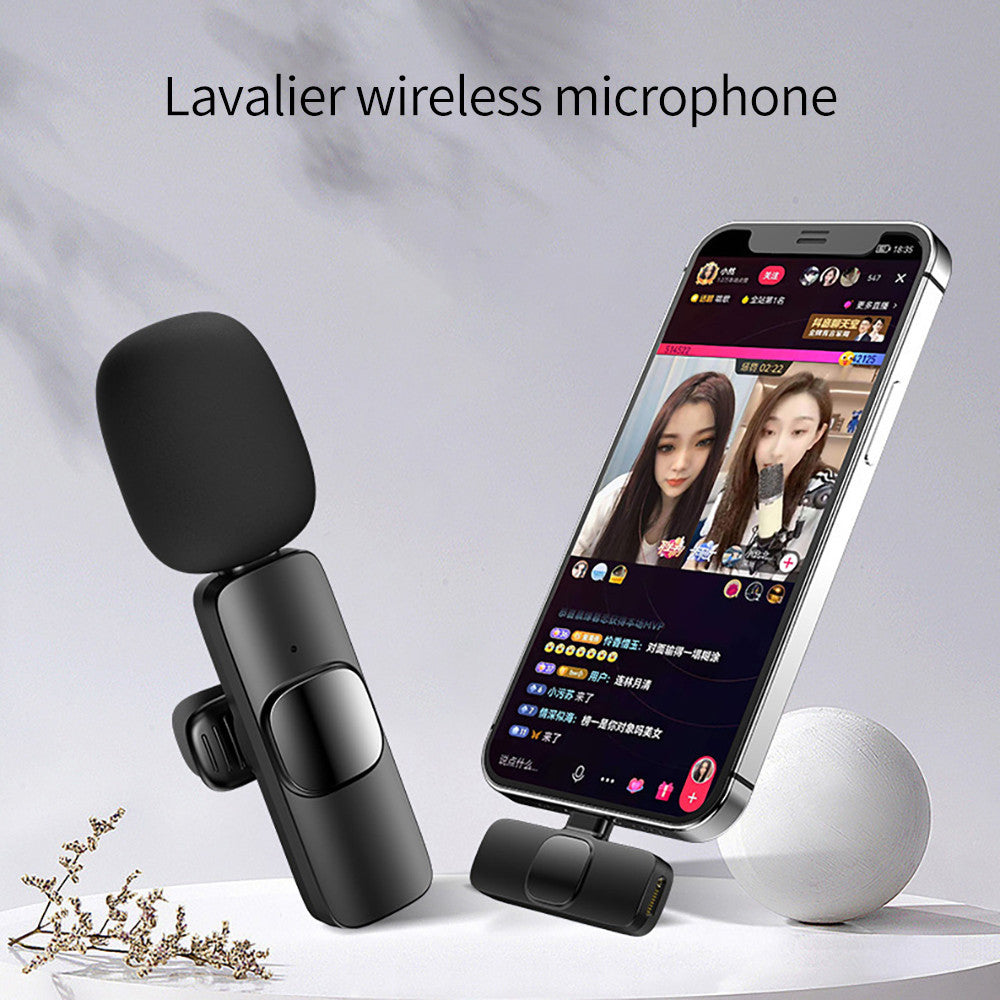 Wireless Lavalier Microphone Portable Audio Video Recording Mini Mic For I Phone Android Long Battery Life Live Broadcast Gaming - iztia