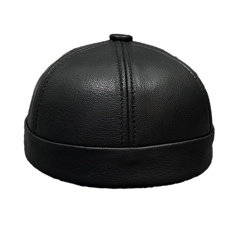 Outdoor Sheepskin Dome Autumn And Winter Leather Hat - iztia