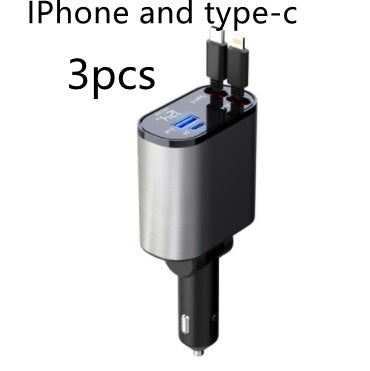 Metal Car Charger 100W Super Fast Charging Car Cigarette Lighter USB And TYPE-C Adapter - iztia