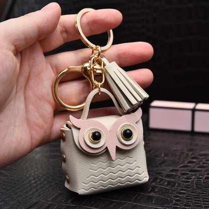 Creative Leather Owl Coin Purse Keychain - iztia