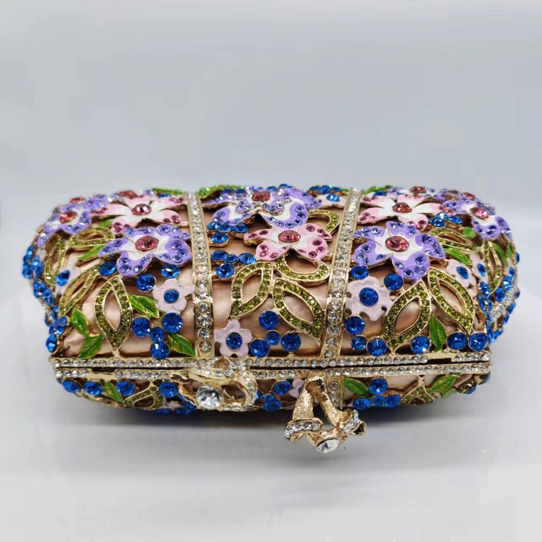 Dripping Oil Diamond Evening Bag Enamel Color Flower Clutch - iztia