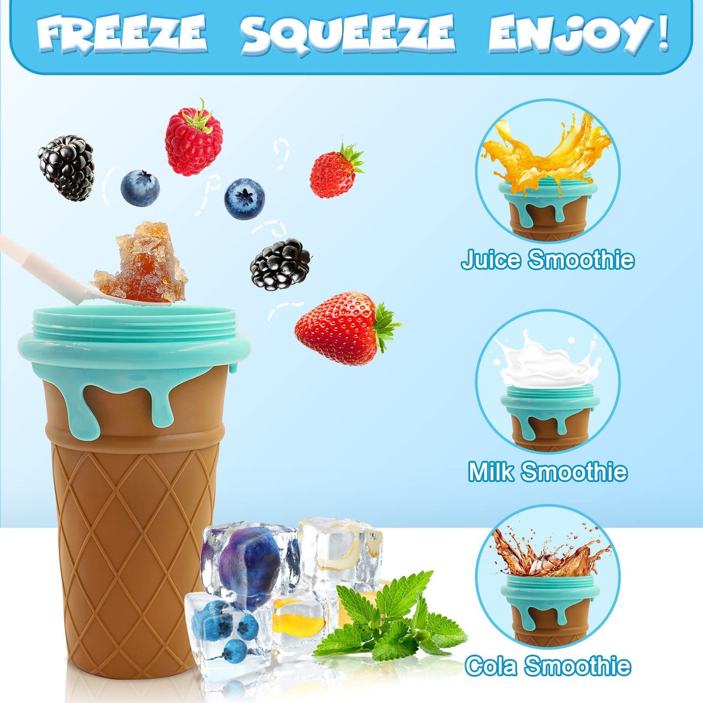 500ml Large Capacity Slushy Cup Summer Squeeze Homemade Juice Water Bottle Quick-Frozen Smoothie Sand Cup Pinch Fast Cooling Magic Ice Cream Slushy Maker Beker Kitchen Gadgets - iztia