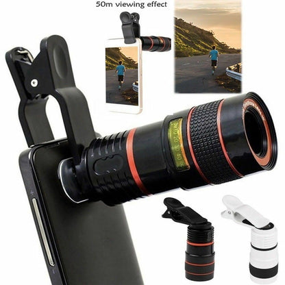 HD 8X Clip On Optical Zoom Telescope Camera Lens For Universal Mobile Cell Phone - iztia