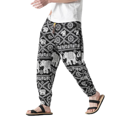 Men's Beach Pants Retro Buckle Casual Trousers - iztia