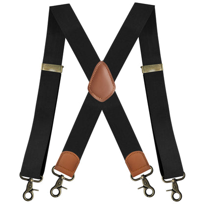 Elastic Elastic Straps X-type Suit Pants Suspenders Bronze Hook Buckle Strap Clip - iztia