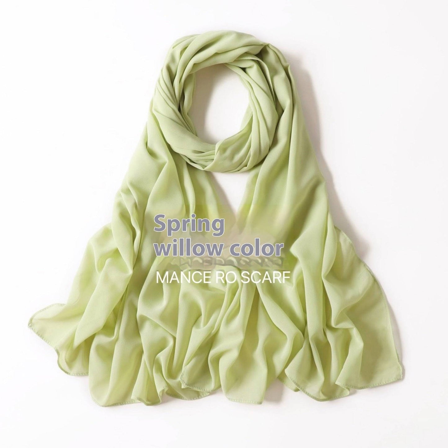 Pure Color Pearl Chiffon Scarf Headcloth Veil Chiffon Scarf - iztia