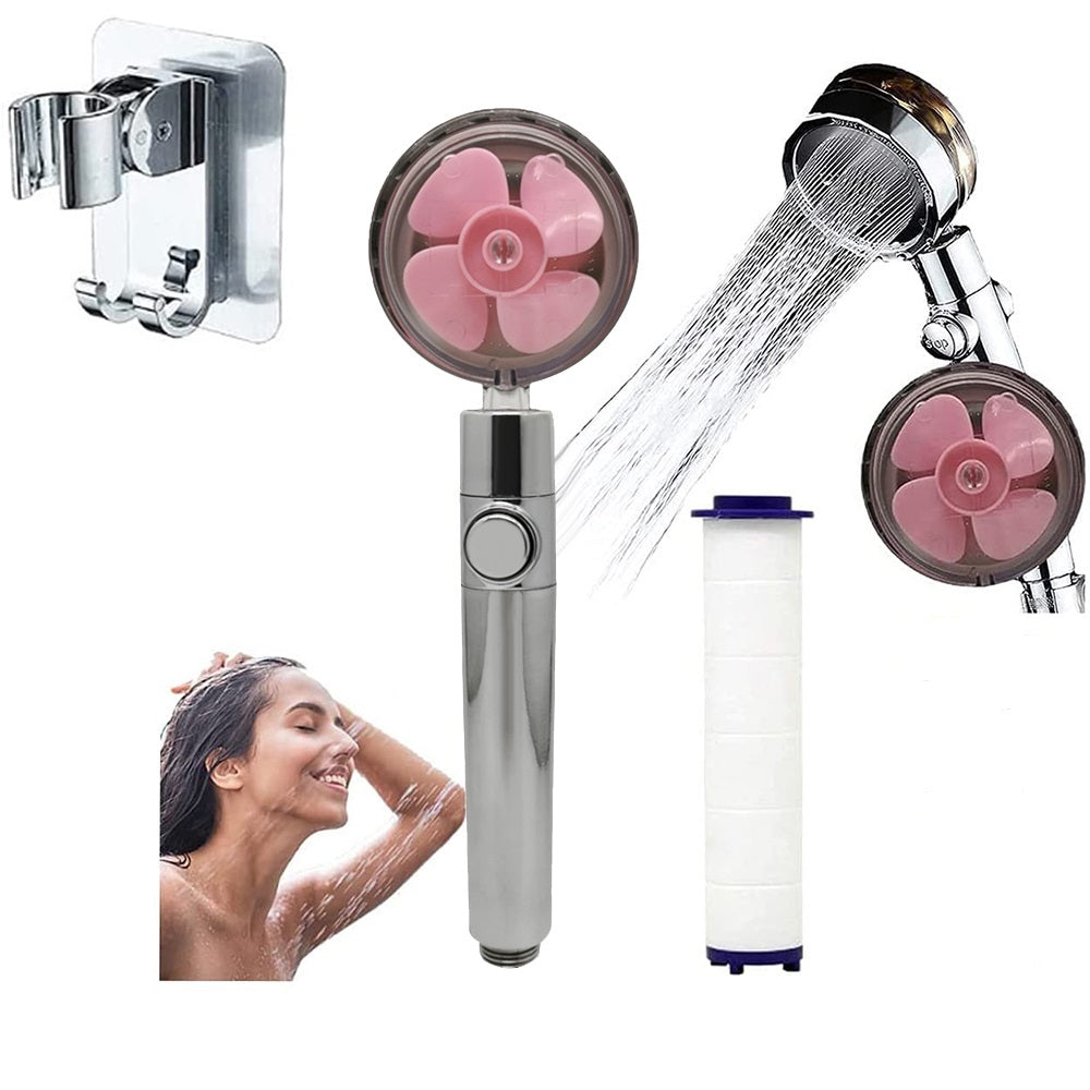 Propeller Driven Shower Head With Stop Button And Cotton Filter Turbocharged High Pressure Handheld Shower Nozzle - iztia