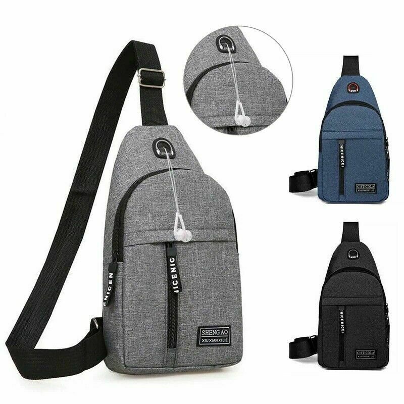 Mens Sling Bag Cross Body Handbag Chest Bag Shoulder Pack Sports Travel Backpack Gray - iztia