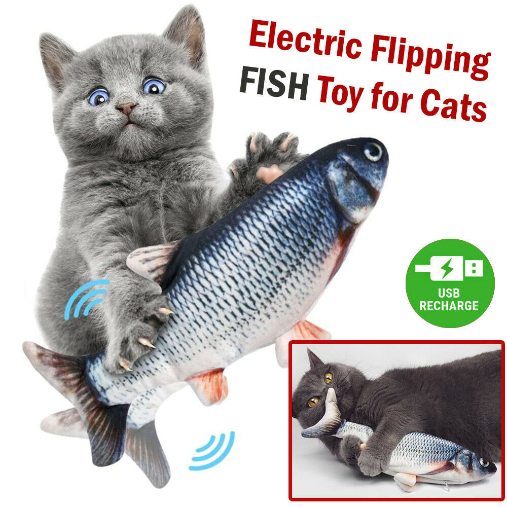 Electric Fish Cat Toy Realistic Interactive Kicker Jumping Dancing Kitten Toys - iztia