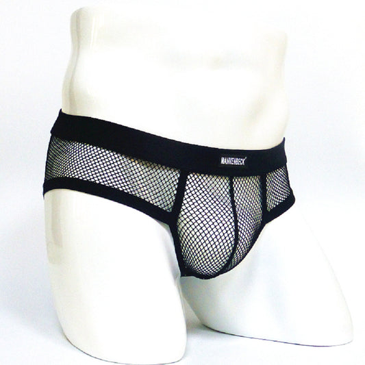 Transparent mesh briefs for men featuring a low waist and a convex design - iztia