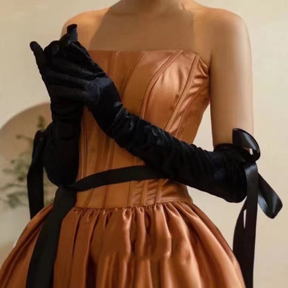 French Retro Hepburn High-end Long Black Gloves - iztia