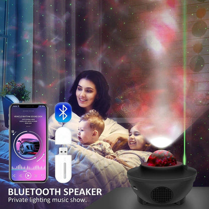 USB LED Star Night Light Music Starry Water Wave LED Projector Light Bluetooth Projector Sound-Activated Projector Light Decor - iztia