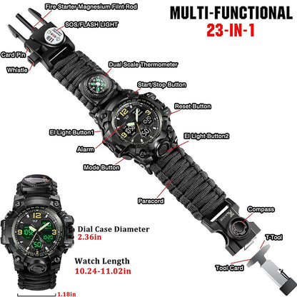 Waterproof Dual Display Electronic Tactical Watch - iztia