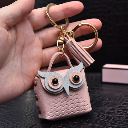 Creative Leather Owl Coin Purse Keychain - iztia