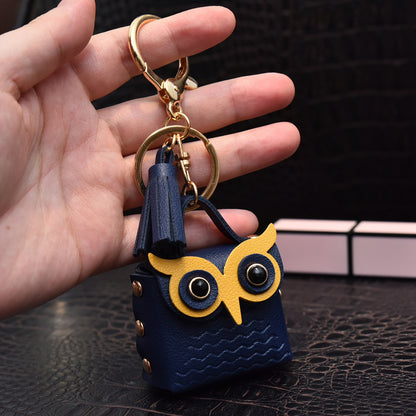 Creative Leather Owl Coin Purse Keychain - iztia