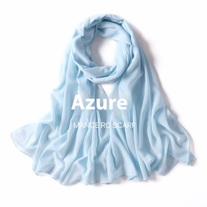 Pure Color Pearl Chiffon Scarf Headcloth Veil Chiffon Scarf - iztia