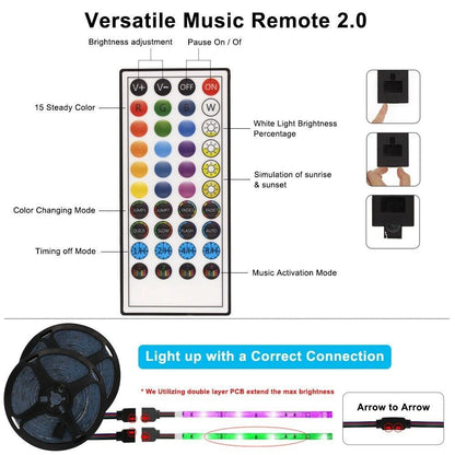 Led Strip Lights 5050 RGB Bluetooth Room Light Color Changing with Remote - iztia