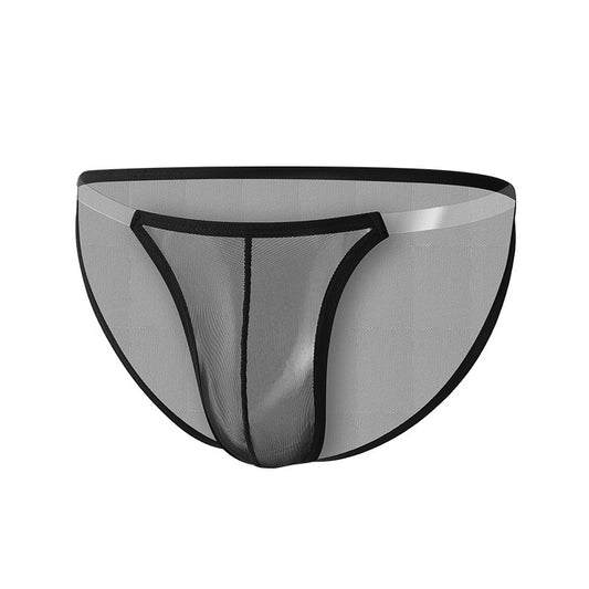 Breathable Briefs with Transparent Mesh for Men, featuring a Thin, Low Waist Design - iztia