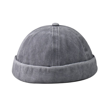 Washed Denim Eaves Distressed Skullcap - iztia