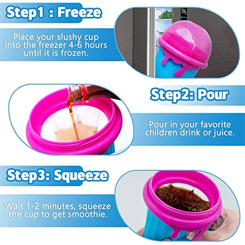 500ml Large Capacity Slushy Cup Summer Squeeze Homemade Juice Water Bottle Quick-Frozen Smoothie Sand Cup Pinch Fast Cooling Magic Ice Cream Slushy Maker Beker Kitchen Gadgets - iztia