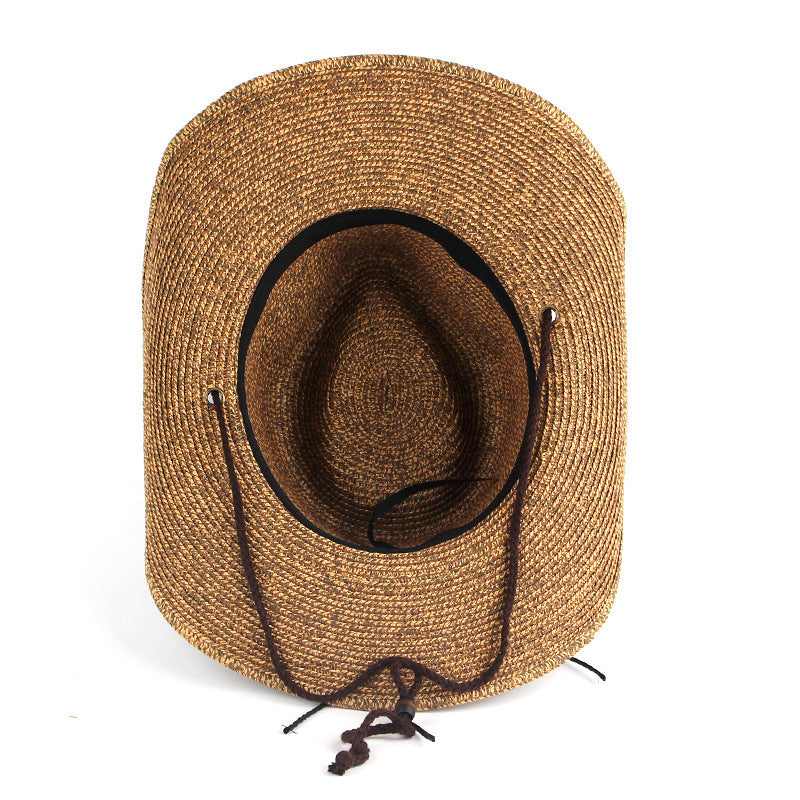 Outdoor Sunshade Western Denim Mixed Color Straw Hat - iztia