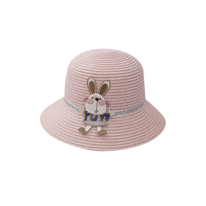 Cute Rabbit Decoration Bag Two-Piece Straw Hat - iztia