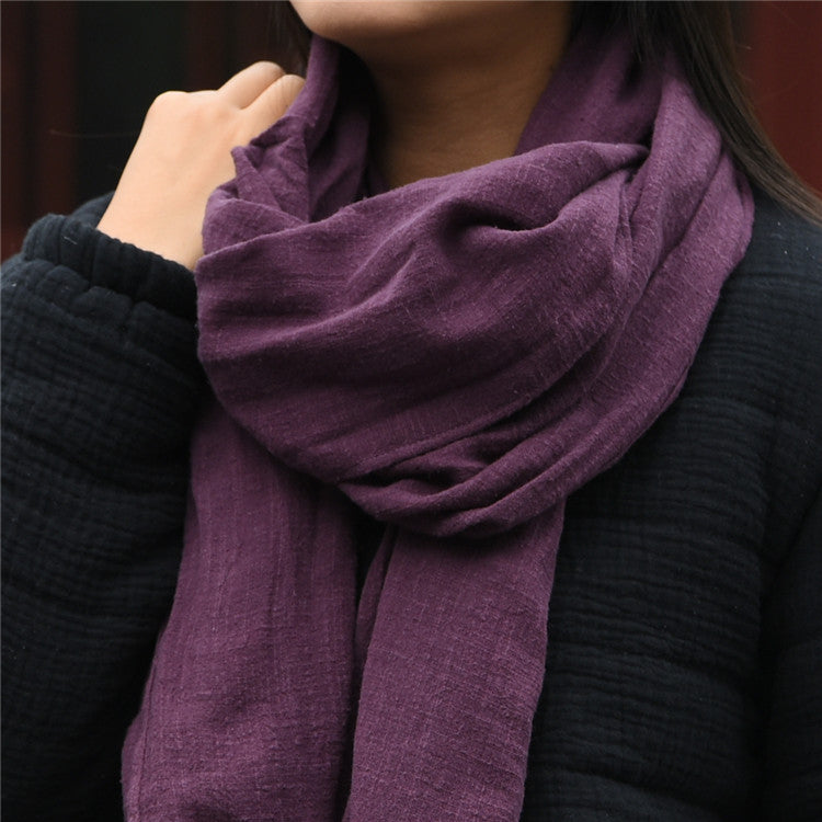 Women's Cotton And Linen Zen Retro Simple Scarf - iztia