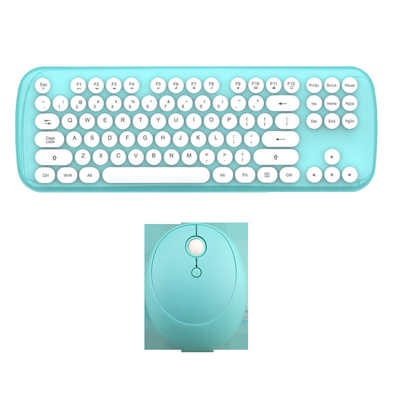 Wireless Keyboard And Mouse Set Girls Color Retro - iztia