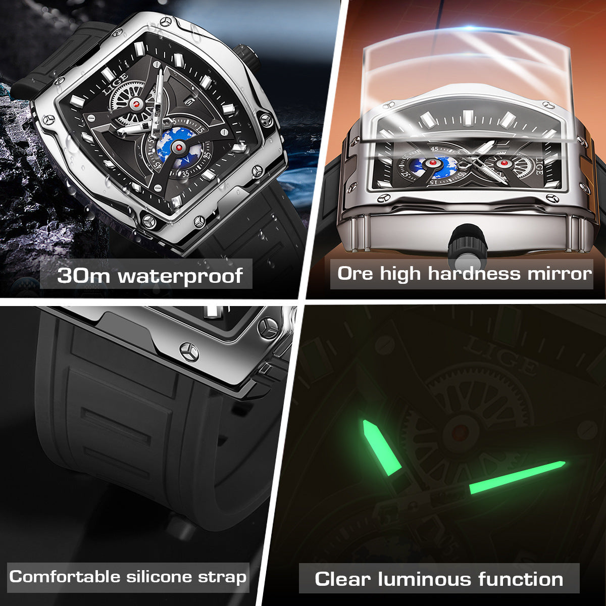 Niche Tonneau Watch Men's Business Domestic Luminous Waterproof - iztia