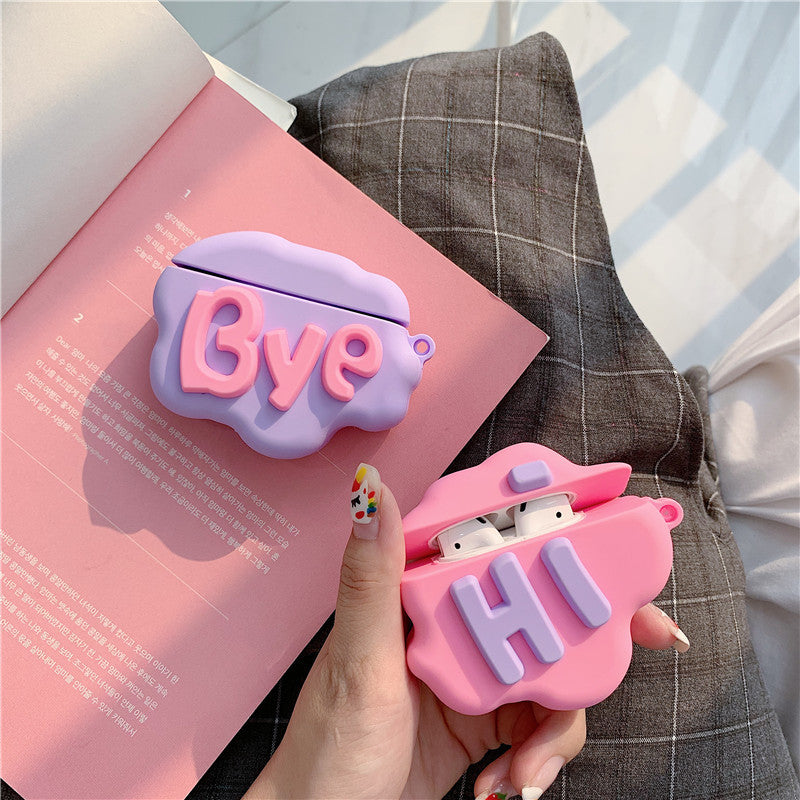 AirPod 2 Case 3D HI BYE Cloud Letter Cartoon Soft Silicone Wireless Earphone Cases For Apple Airpods Case Cute Cover - iztia